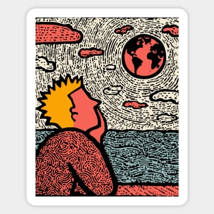 Earth Gazer | Cosmic Pop Art Sticker